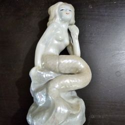 Ceramic Mermaid Statue Small Lusterware