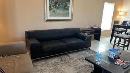 IKEA Black Leather Couch/sofavery Good Condition 