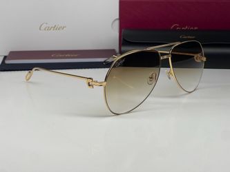 Gold Cartier Premiere Aviator Sunglasses Buffalo Horn Glasses