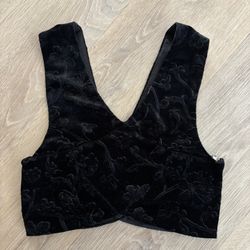 Black velvet crop top