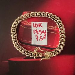 10K Yellow Gold 🇨🇺 Links Bracelet For Wedding 13.5Gr 7.5 Inches Long 