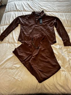 Brown long sleeve top and pants outfit