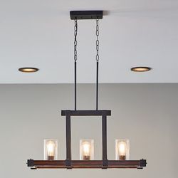 🖤 Light Distressed Black and Wood tone Farmhouse Seeded glass✨