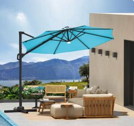 Garvee 10ft Patio Umbrella Heavy Duty Offset Hanging 360° Rotation Aluminum Frame UV Protection Backyard Pool Deck