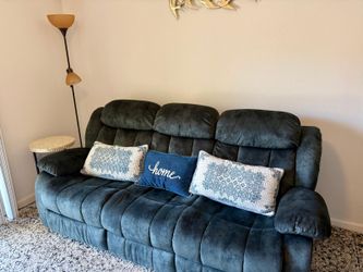Complete Moving Sale Set! 65" Smart TV + Lighted Stand + Reclining Sofa