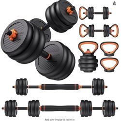 FEIERDUN Adjustable Dumbbells, 4 in1 Dumbbells Set
