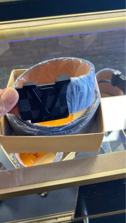 Blue Louis Vuitton checker belt