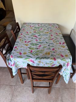 Height Dining Table Set  3 Chairs and Bench Espresso Wood Counter