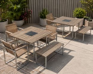 8-Piece Outdoor Patio Dining Set – 2 Tables, 4 Chairs & 2 Benches FREE DELIVERY