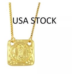 Necklace Guadalupe Gold Played Square