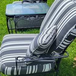 Black Wrought Iron Outdoor Set With Cushions $350 The Set