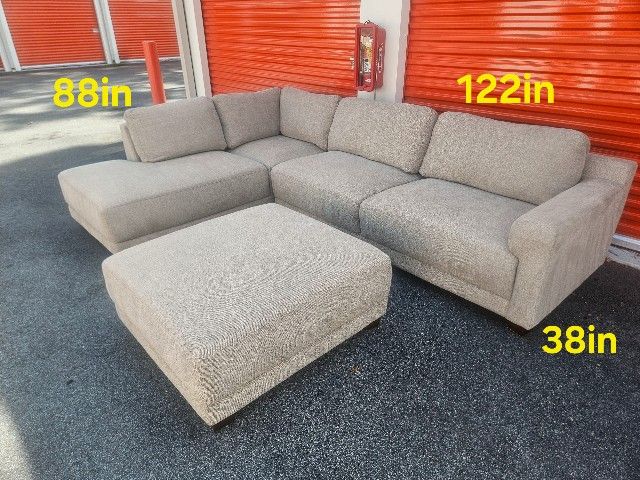 FREE DELIVERY Couch Sofa Chaise Sectional Ottoman 3 Piece