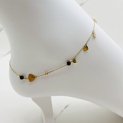 ❤️ 10k gold ankle bracelet  ❤️ Hearts  ❤️ ❤️ Pulsera de pie corazones  Tobillera En Oro 