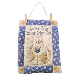 Dimensions 1989 Antiqued Quilts 7824 Love My Cat COMPLETED Mini Quilt