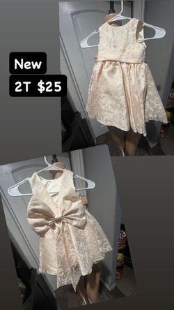 Girls Ivory Floral Brocade Dress Size 2T