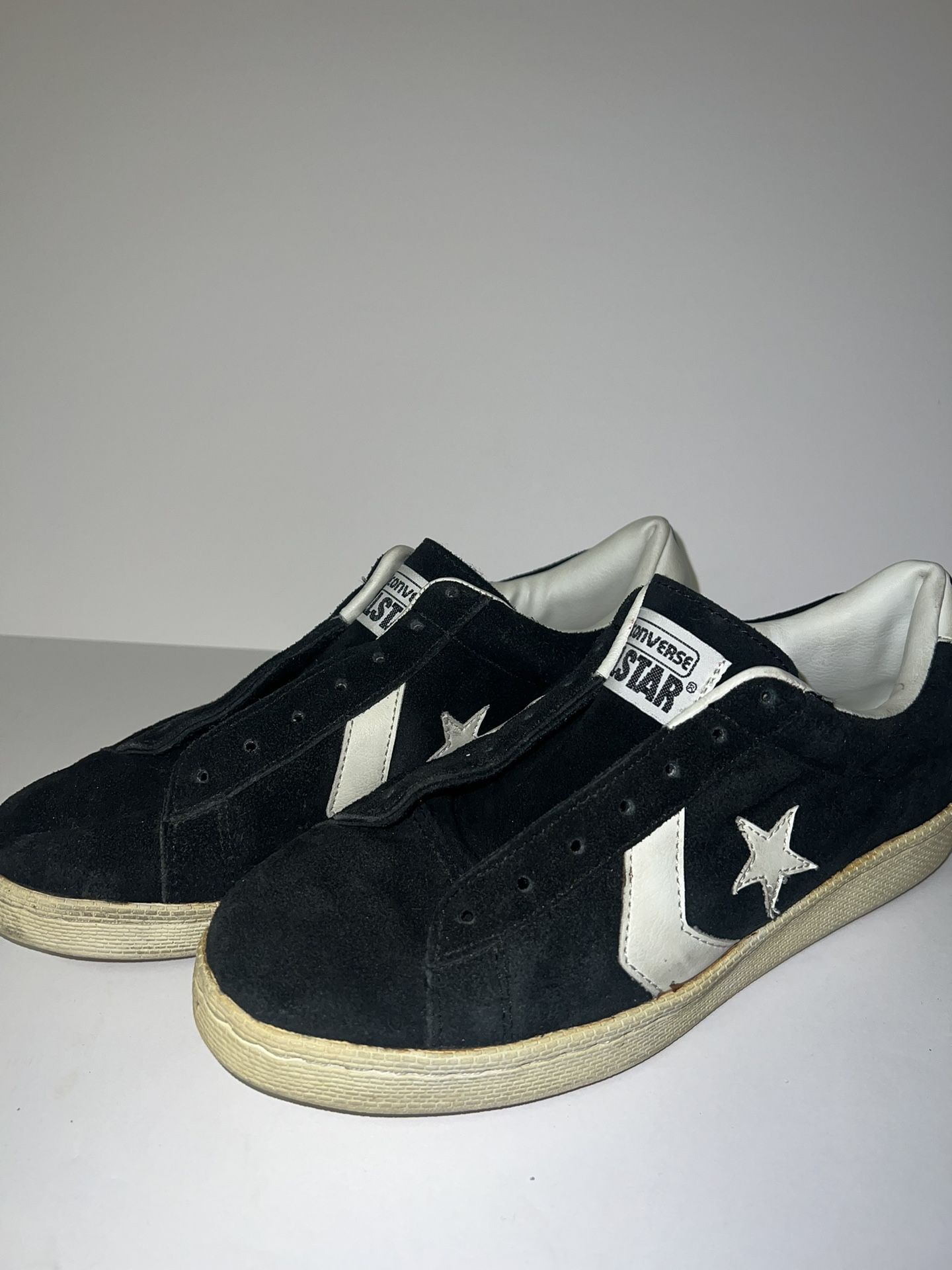 Vintage Converse Chuck Taylor All Star Black Suede Shoes Size 7 Rare