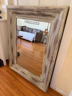 Rustic Farmhouse Mirror - Distressed Wood Frame