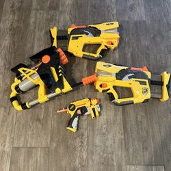4 Yellow Styled Nerf Guns 