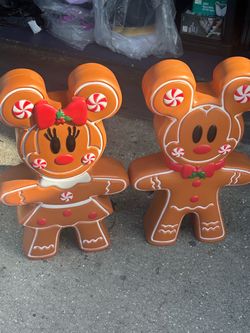 Disney blow molds Christmas gingerbread  Mickey and Minnie
