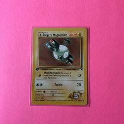 1st Edition Lt. Surge’s Magnemite 80/132 Pokemon Card from Gym Heroes Set