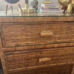 Mid-Century Dresser with Wicker Accents – $180 (Firm)