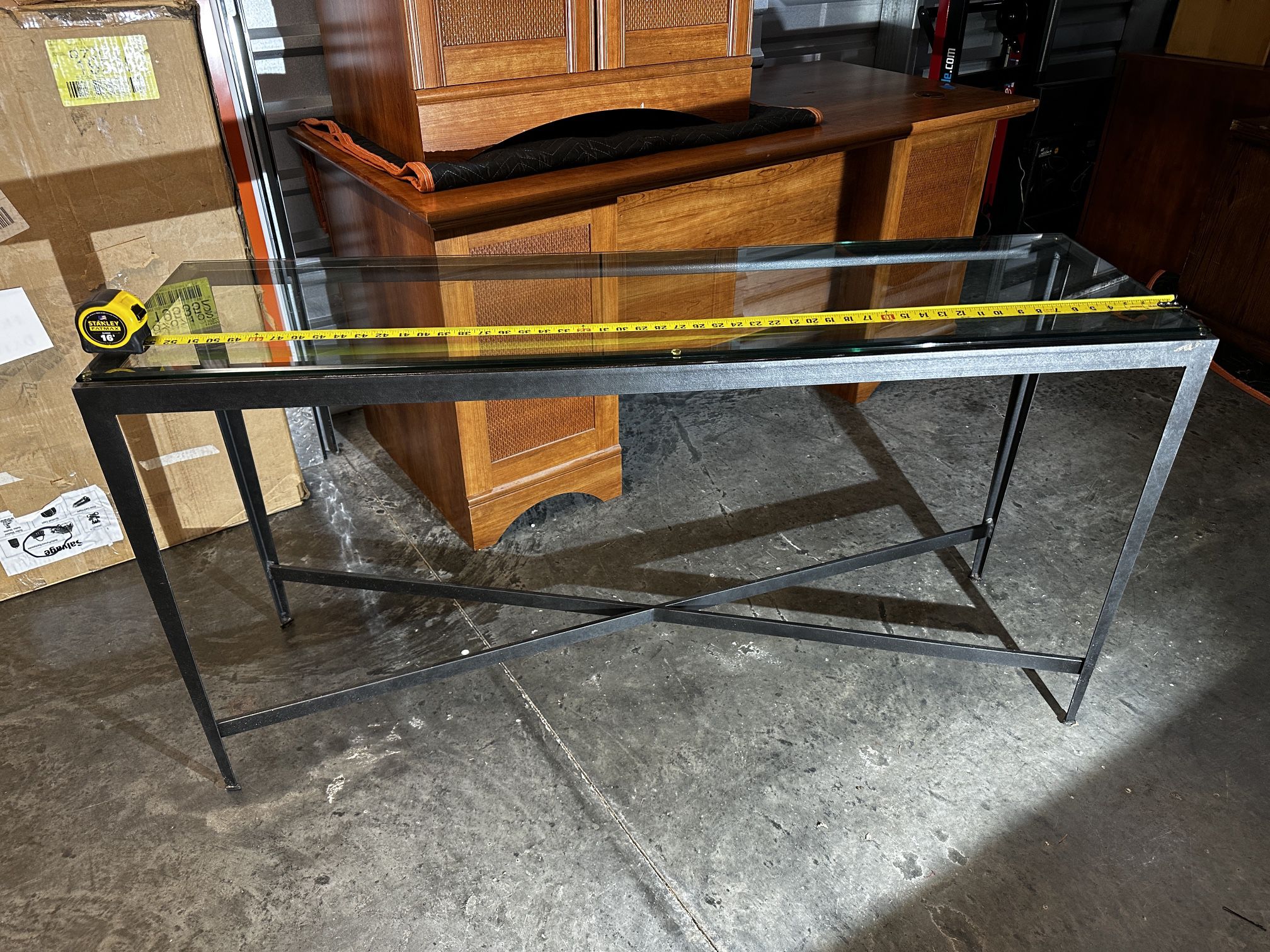 Wrought Iron Glass Top Entry/Sofa Table