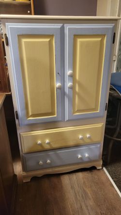 Vintage Hand-Painted Tall Dresser / Storage Cabinet