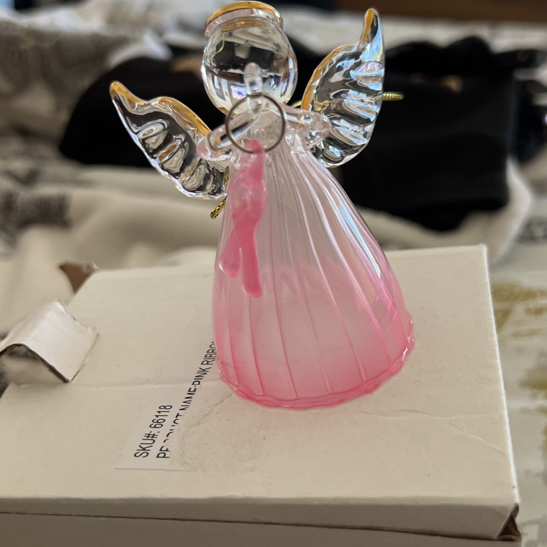 Pink Ribbon Angel Ornament