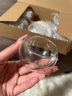 Set of 6 double walled glass small (5 oz) tea cups