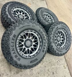 4 NEW LOCK OFF-ROAD 17” WHEELS & 4 NEW GOODYEAR LT 285/70/17 MUD TERRAIN TIRES $1,845 CASH TOTAL‼️ FREE INSTALLATION‼️