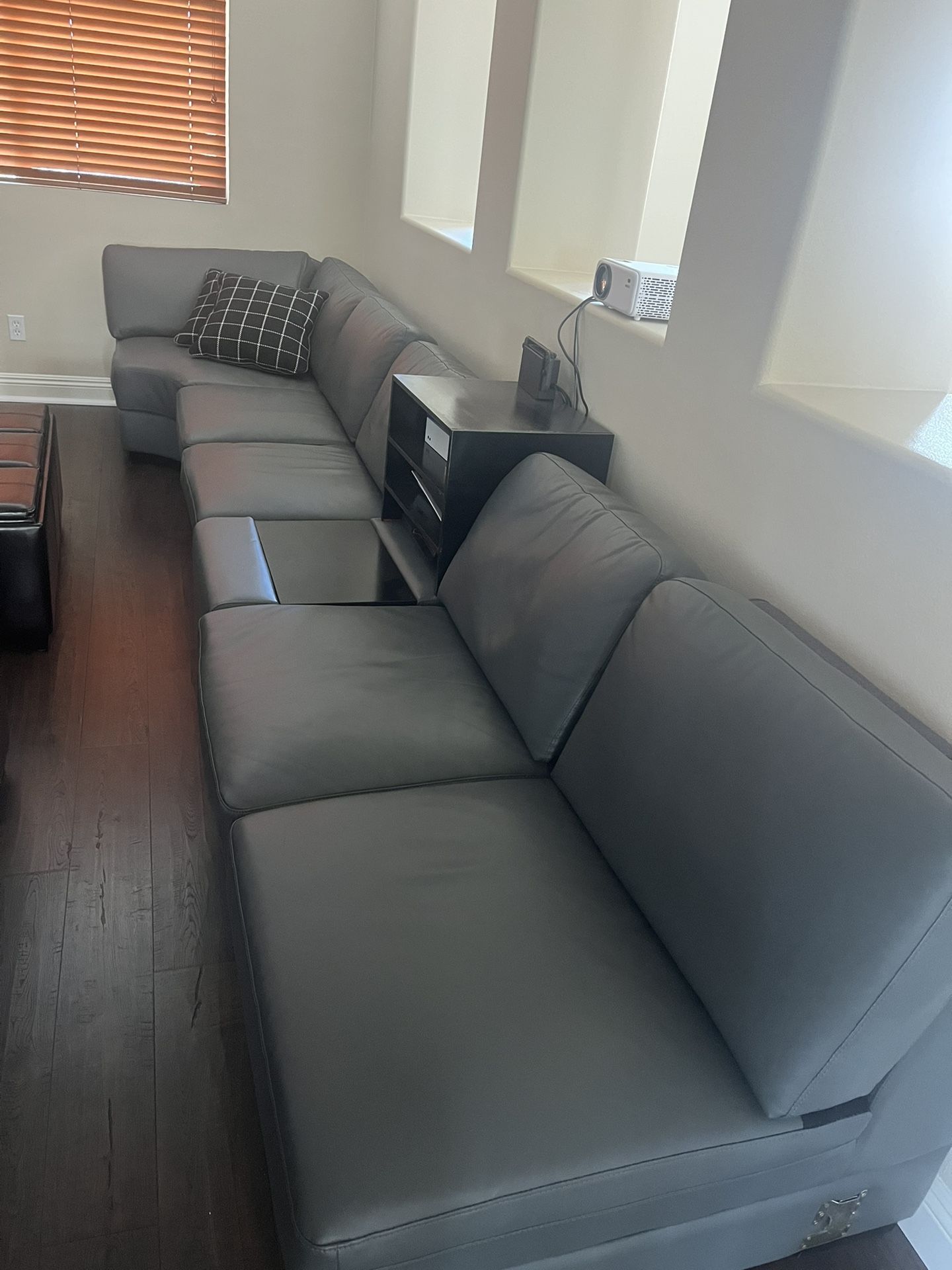 Leather sectional (Grey) Great For Game Room
