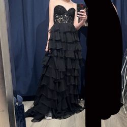 Black Ruffle Sherri Hill Prom Dress sz 0