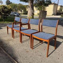 Midcentury Vintage Teak D-Scan Dining Chairs set of 4 