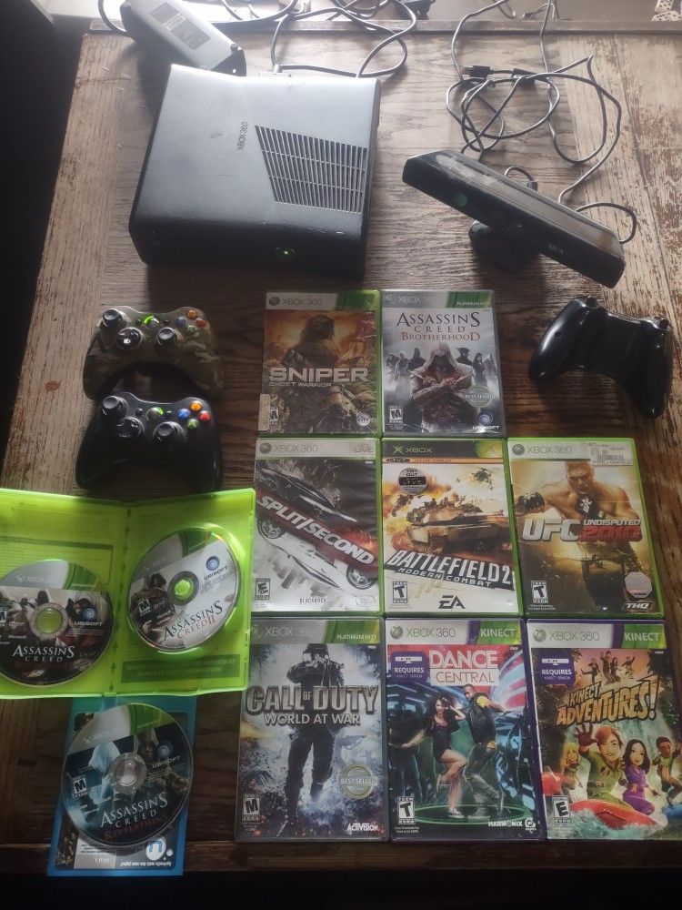 Xbox 360,11 Games,2 Controllers, And Kinect All For $160