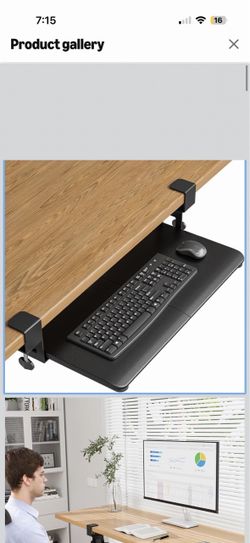 BONTEC Under Desk Keyboard Tray, Pull-Out Keyboard & Mouse Platform C-Clamp Mount, Space-Saving Ergonomic Slide-Out Drawer, 31.3 in Including Clamps, 