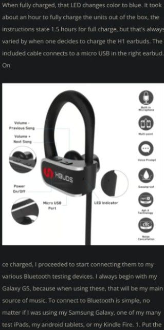New Bluetooth Headphones HBUDS H1 SE Wireless Sport Earbuds Waterproof IPX7