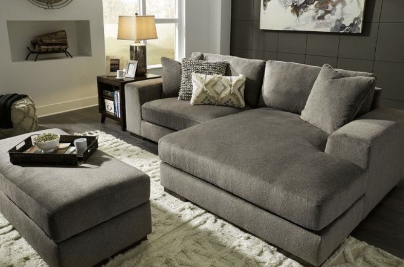 Ashley Furniture Modern Gray Sectional With Storage Ottoman