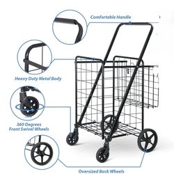 Folding Shopping Cart Multi-purpose Utility Cart Trolley Large Capacity