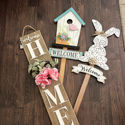 Welcome  yard stake signs and wood hanging/standing sign