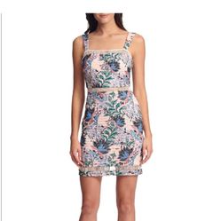 GUESS Womens Floral Shadow Bodycon Dress Color Blush Size 0