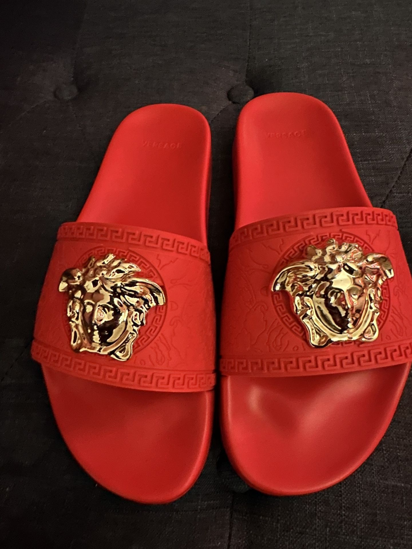 Christmas red holiday Versace slides