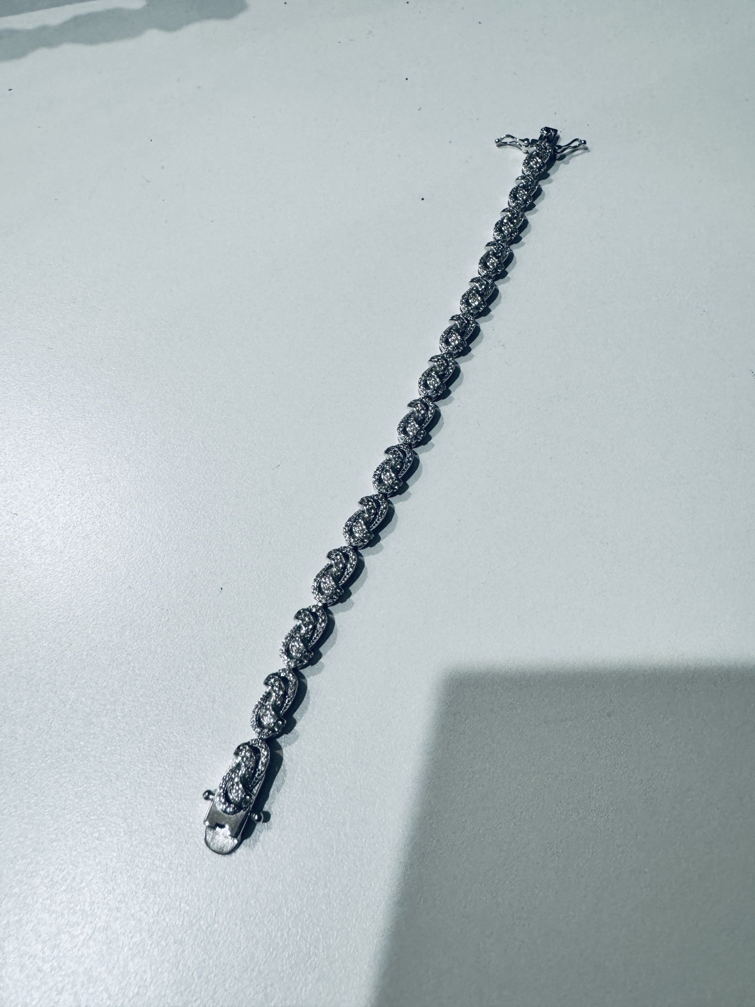 Vintage Sterling Silver Rhinestone Bracelet