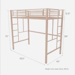 Light Pink Twin Loft Bed Frame