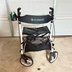 ELENKER Upright Rollator Walker w/ Seat, Bag & Suspension