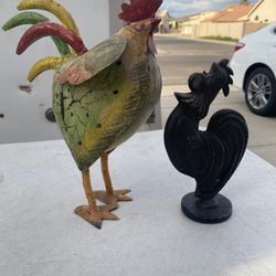 2 Country Farm Rooster Decorations 