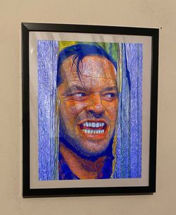 Custom Art Piece of horror movie The Shining Here’s Johnny Scene
