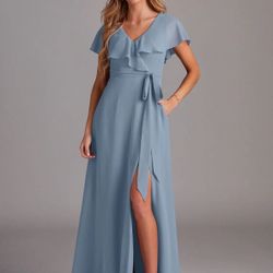 Azazie Lainey-Dusty Blue