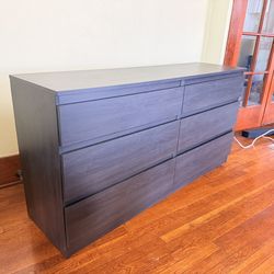 IKEA MALM 6 Drawer Dresser / TV Stand – Black – 63”