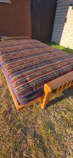 Wooden Futon Frame with Mattress