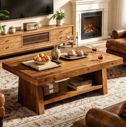 Brand new Lantine Solid Wood 47-Inch Farmhouse Coffee Table